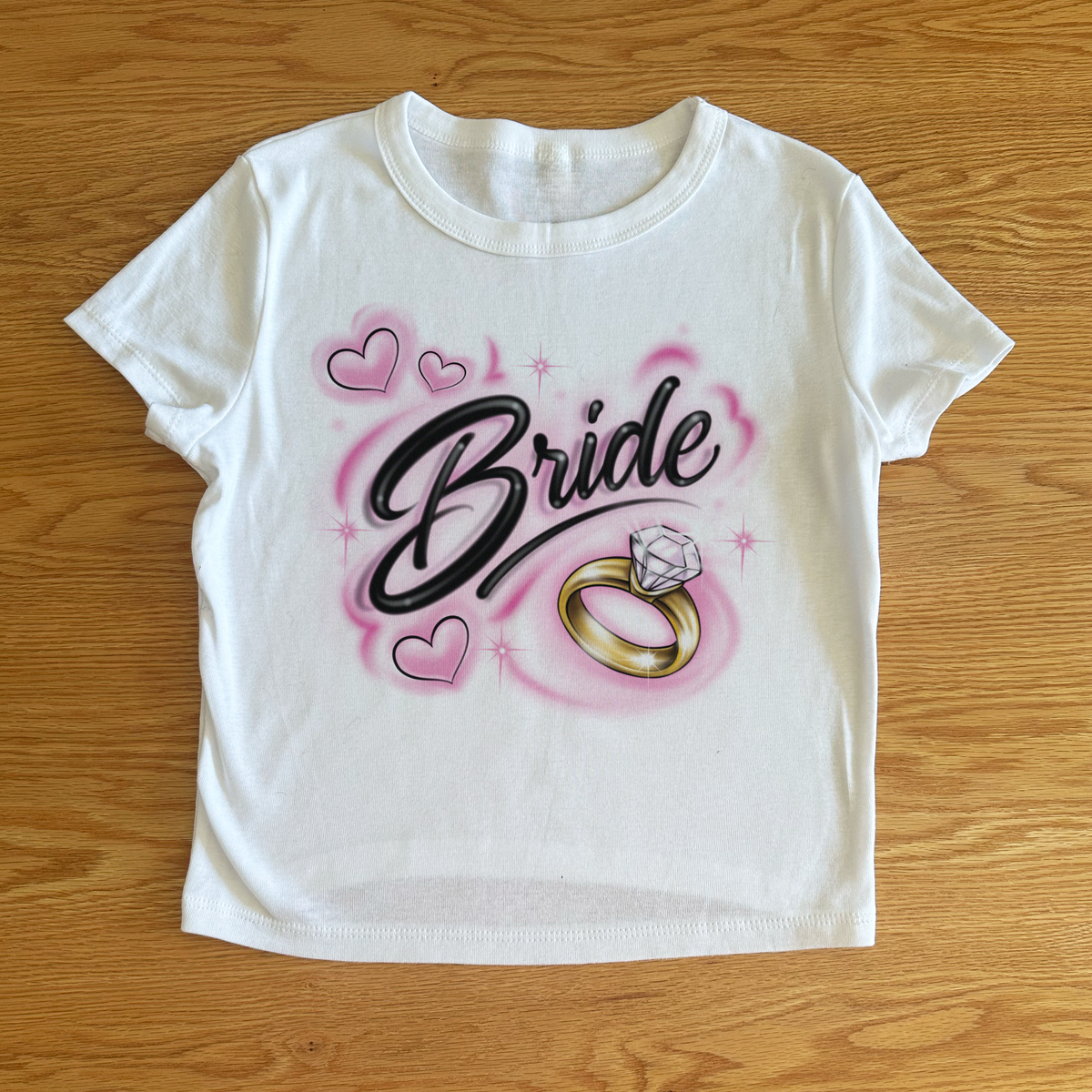 Airbrush Bride Baby Tee - Baby Pink