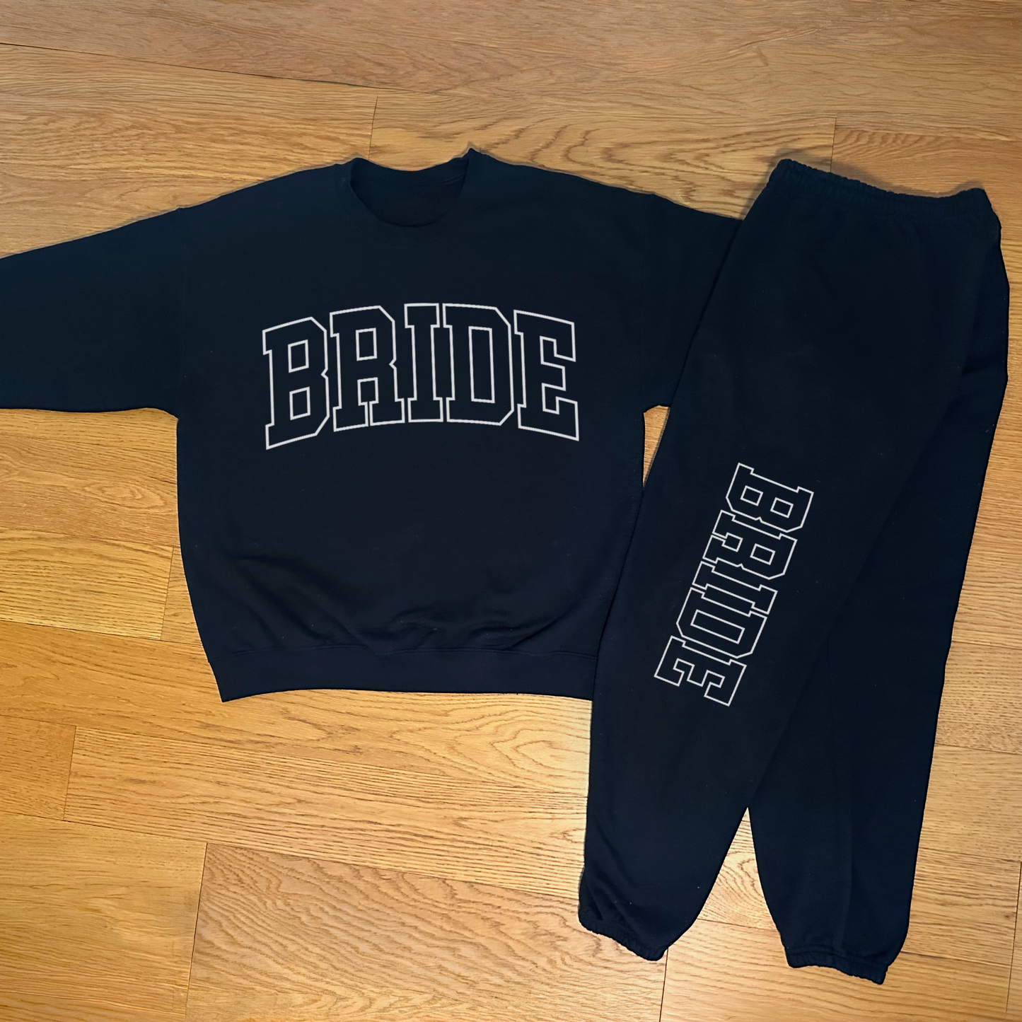 Varsity Outline Bride Sweatpants - Black & White