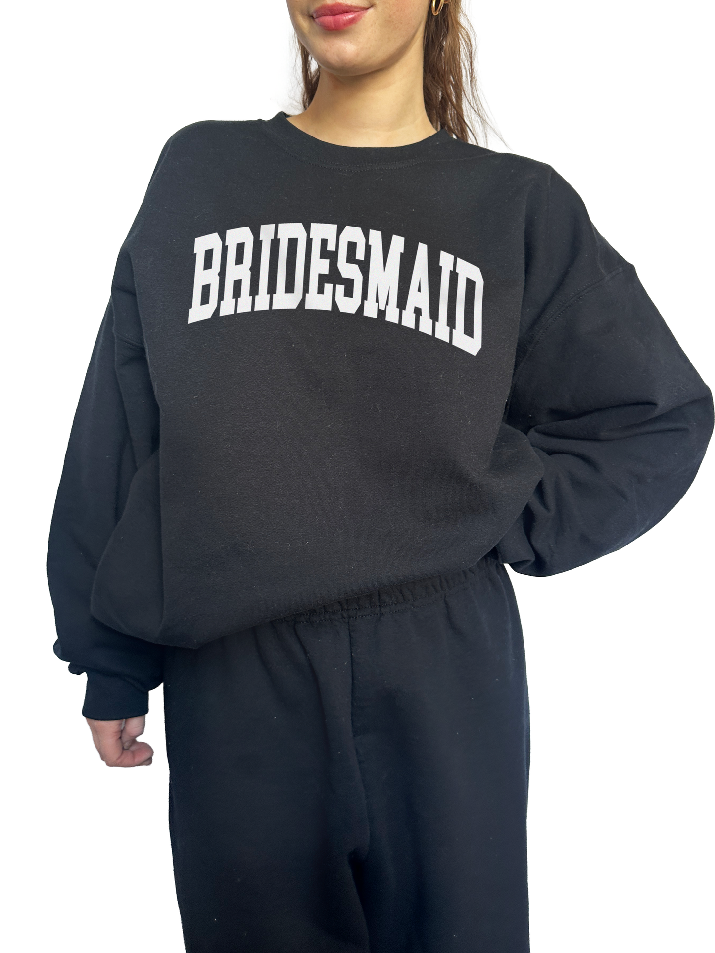 Varsity Bridesmaid Crewneck - Black