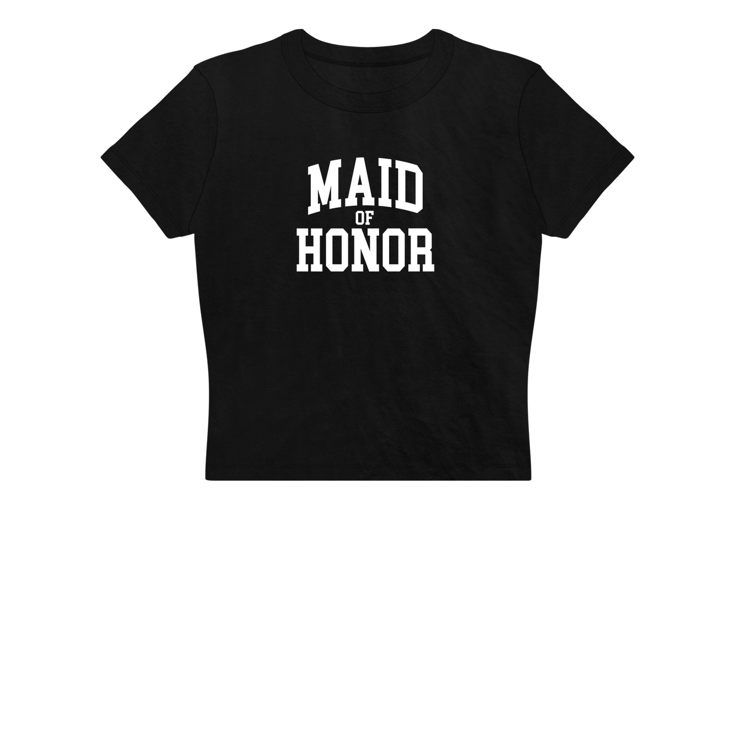 Varsity Maid of Honor Baby Tee - Black