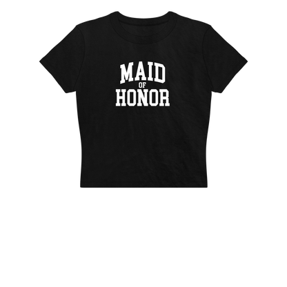 Varsity Maid of Honor Baby Tee - Black