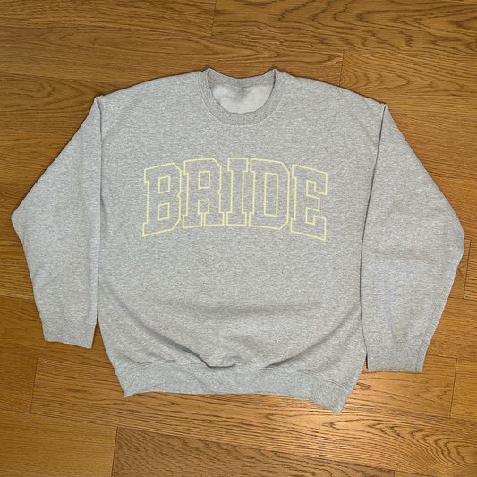Varsity Outline Bride Crewneck - Heather & Butter