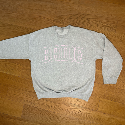 Varsity Outline Bride Crewneck - Heather & Pink