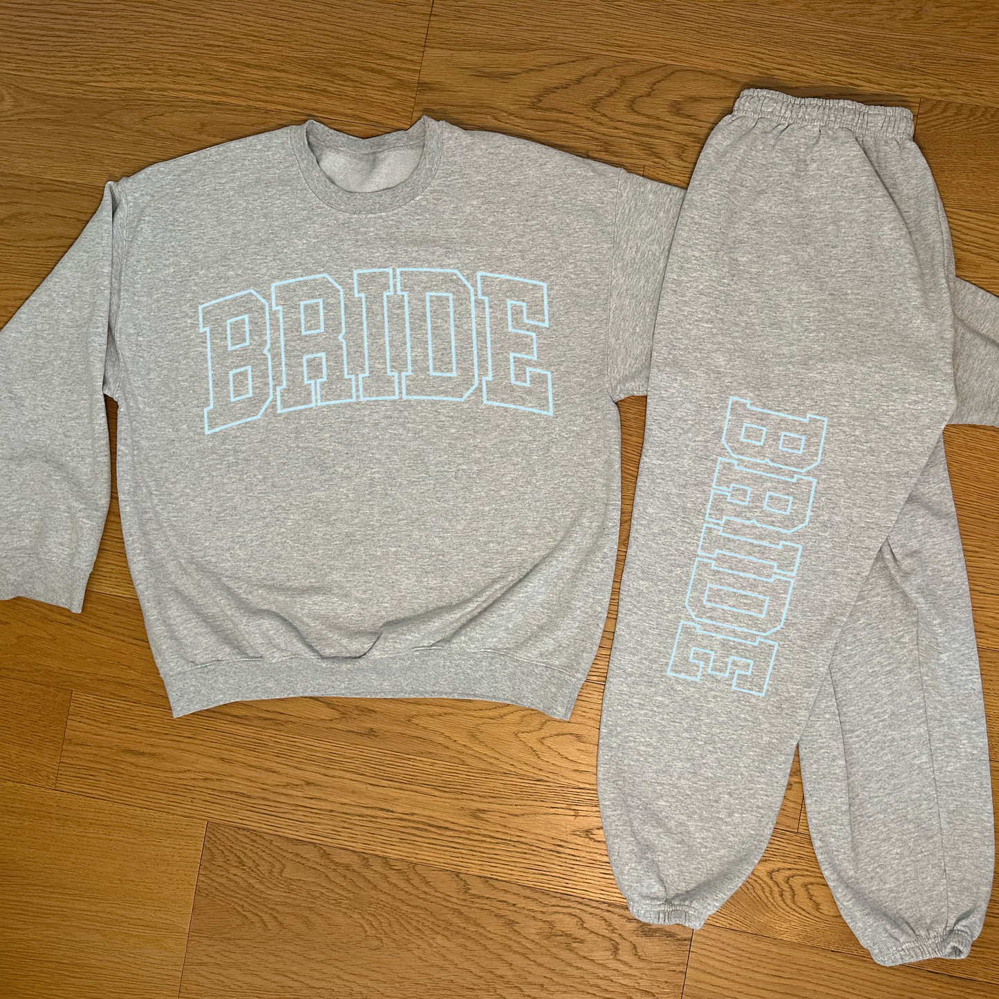 Varsity Outline Bride Sweatpants - Heather & Blue
