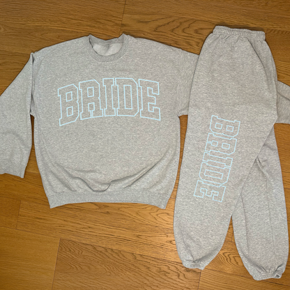 Varsity Outline Bride Sweatpants - Heather & Blue