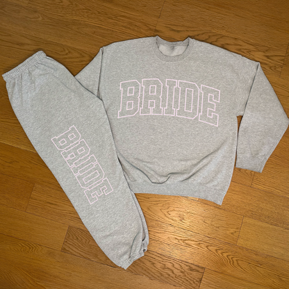 Varsity Outline Bride Sweatpants - Heather & Pink