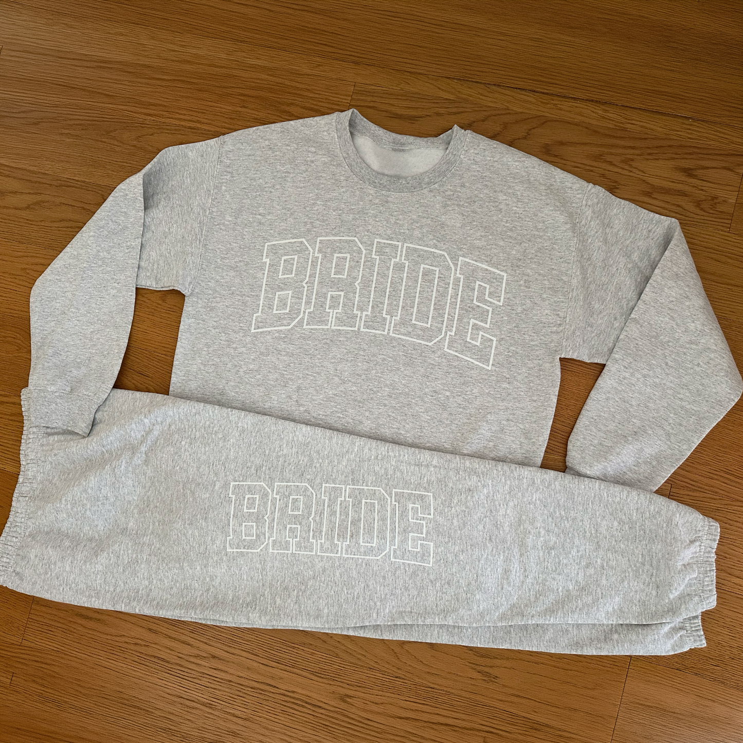 Varsity Outline Bride Sweatpants - Heather & White