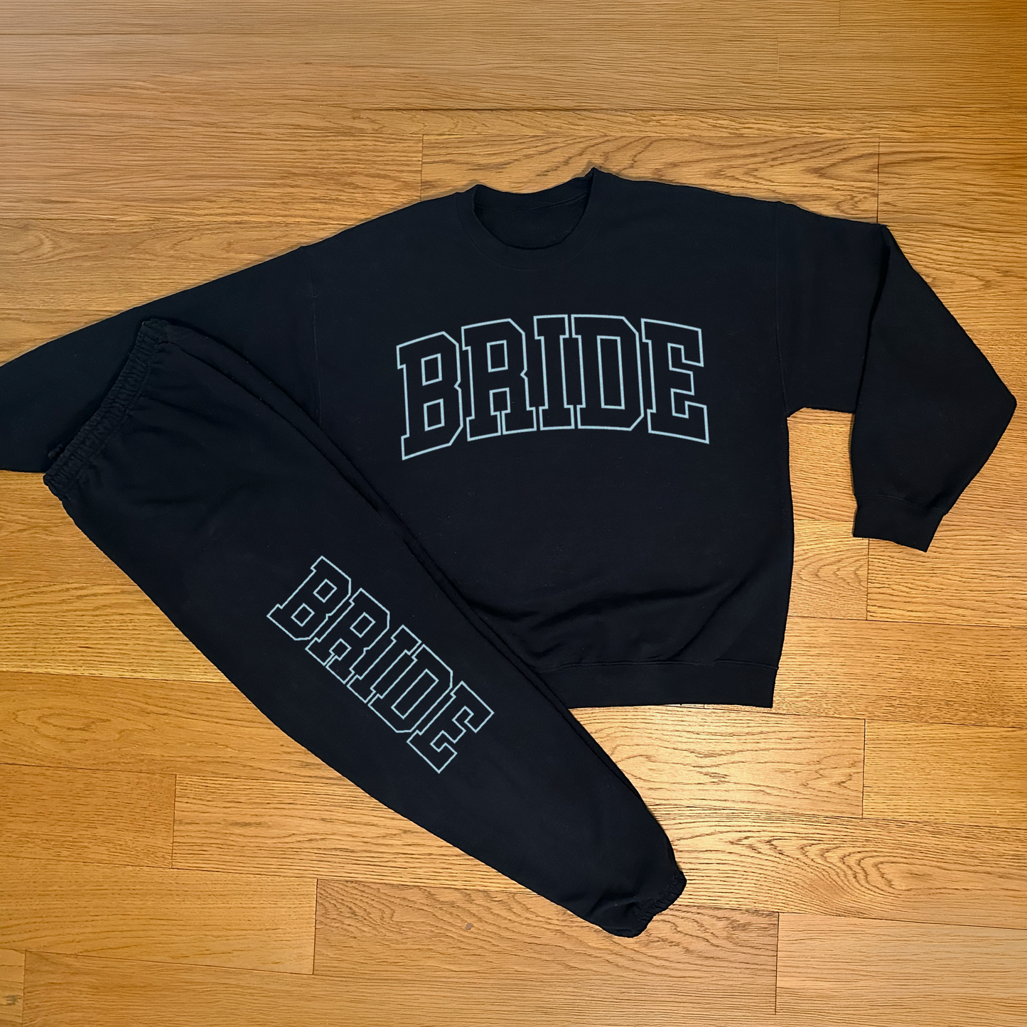 Varsity Outline Bride Sweatpants - Black & Blue