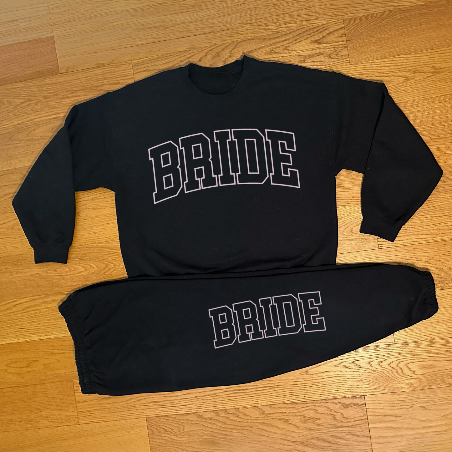 Varsity Outline Bride Sweatpants - Black & Pink