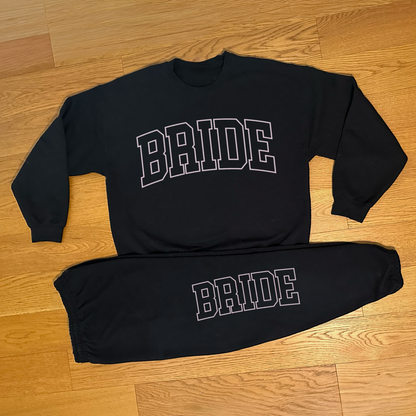 Varsity Outline Bride Sweatpants - Black & Pink