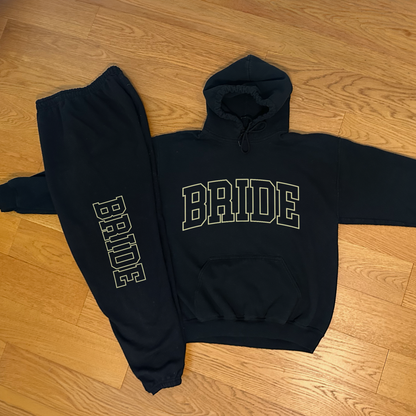 Varsity Outline Bride Hoodie - Black & Butter