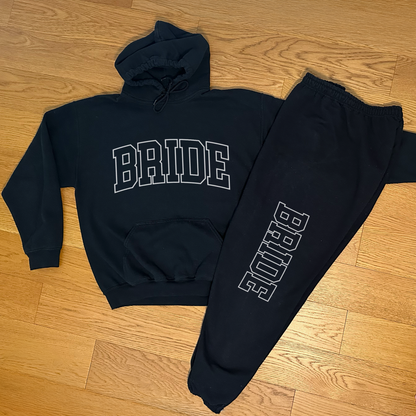 Varsity Outline Bride Hoodie - Black & White