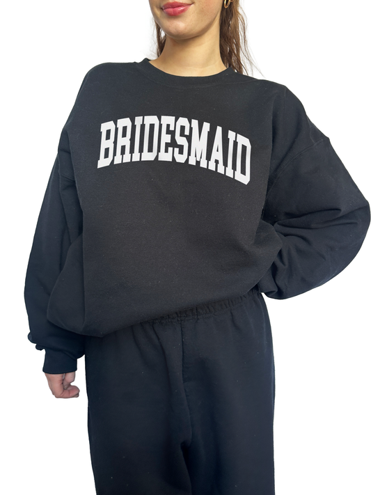 Varsity Bridesmaid Crewneck - Black