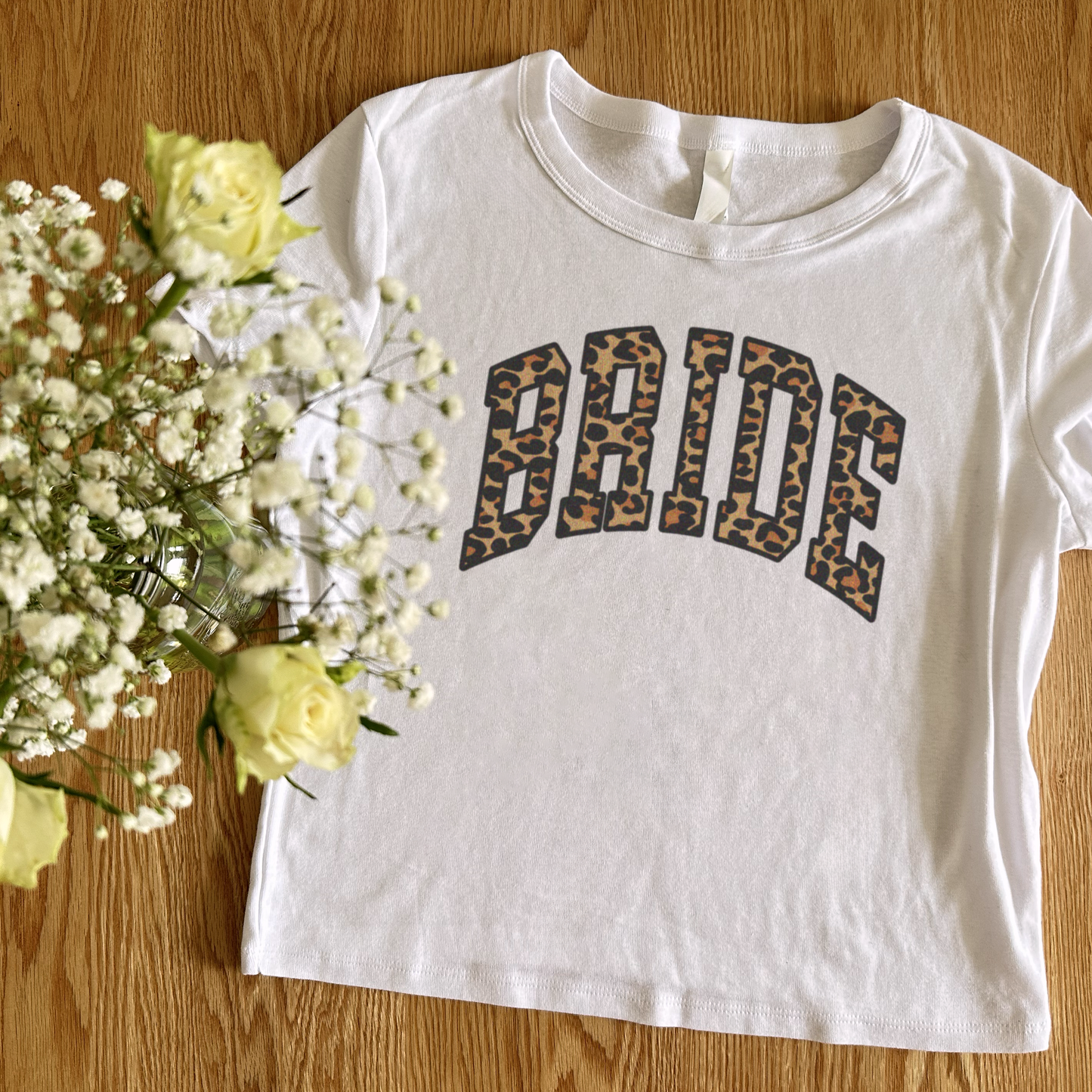 Varsity Bride Baby Tee Cheetah