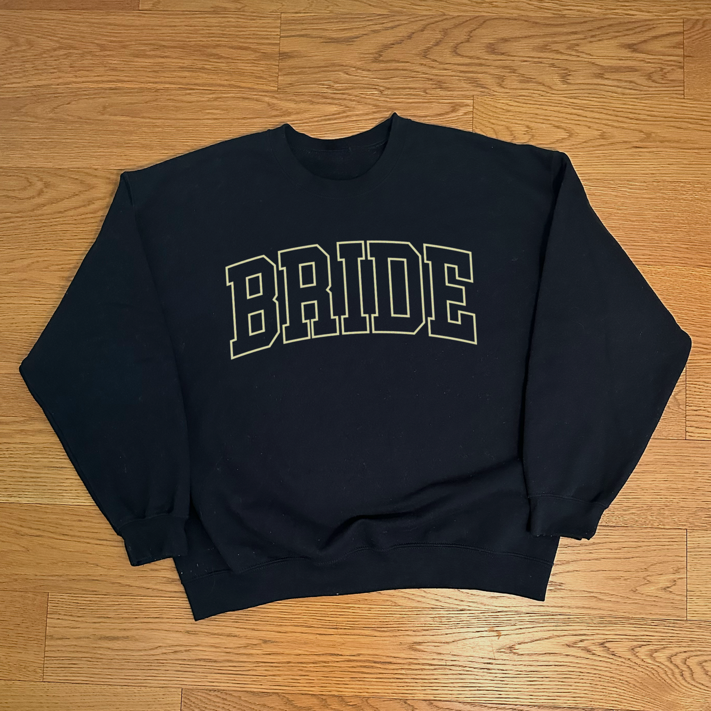 Varsity Outline Bride Crewneck - Black & Butter