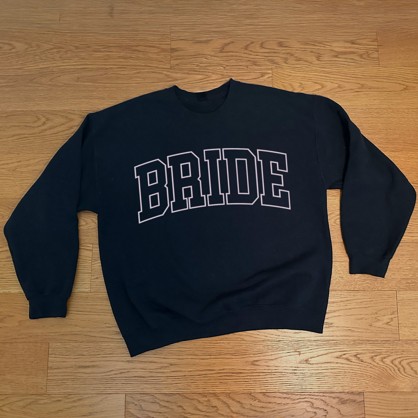 Varsity Outline Bride Crewneck - Black & Pink
