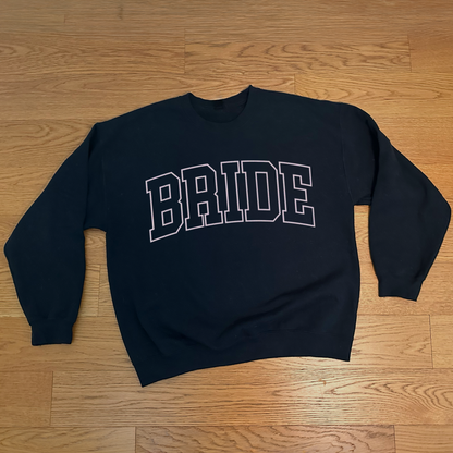 Varsity Outline Bride Crewneck - Black & Pink
