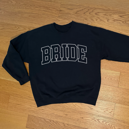 Varsity Outline Bride Crewneck - Black & White