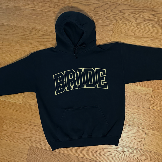 Varsity Outline Bride Hoodie - Black & Butter