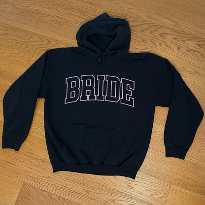 Varsity Outline Bride Hoodie - Black & Pink