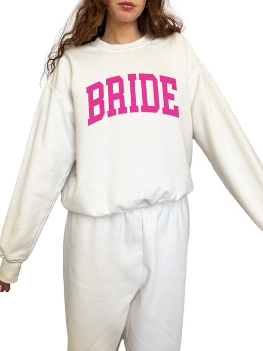 Varsity Bride Crewneck - Hot Pink