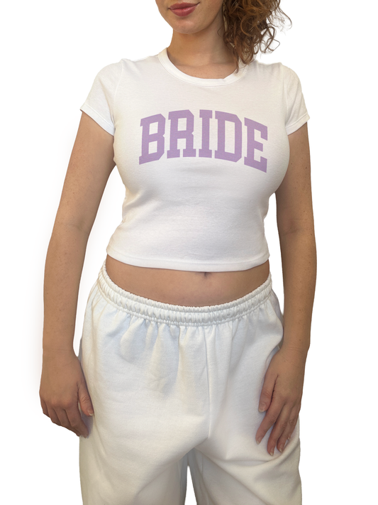 Varsity Bride Baby Tee - Lavender