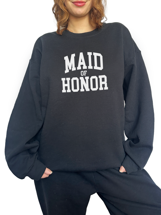 Varsity Maid of Honor Crewneck - Black