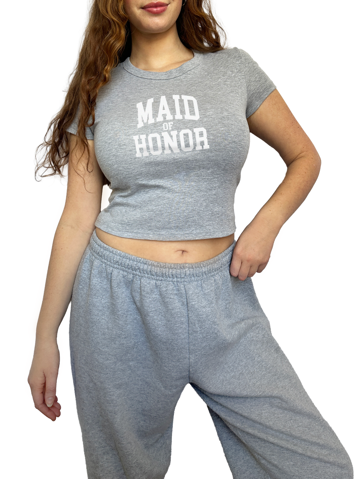 Varsity Maid of Honor Baby Tee - Gray