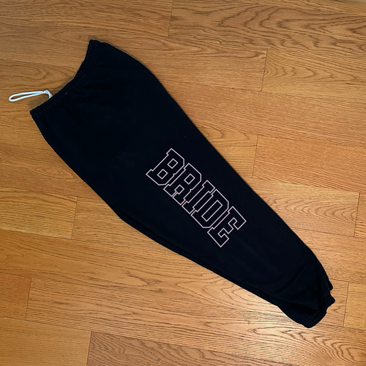 Varsity Outline Bride Sweatpants - Black & Pink