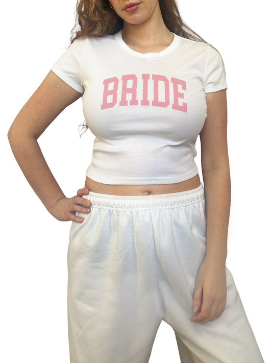Varsity Bride Baby Tee - Light Pink